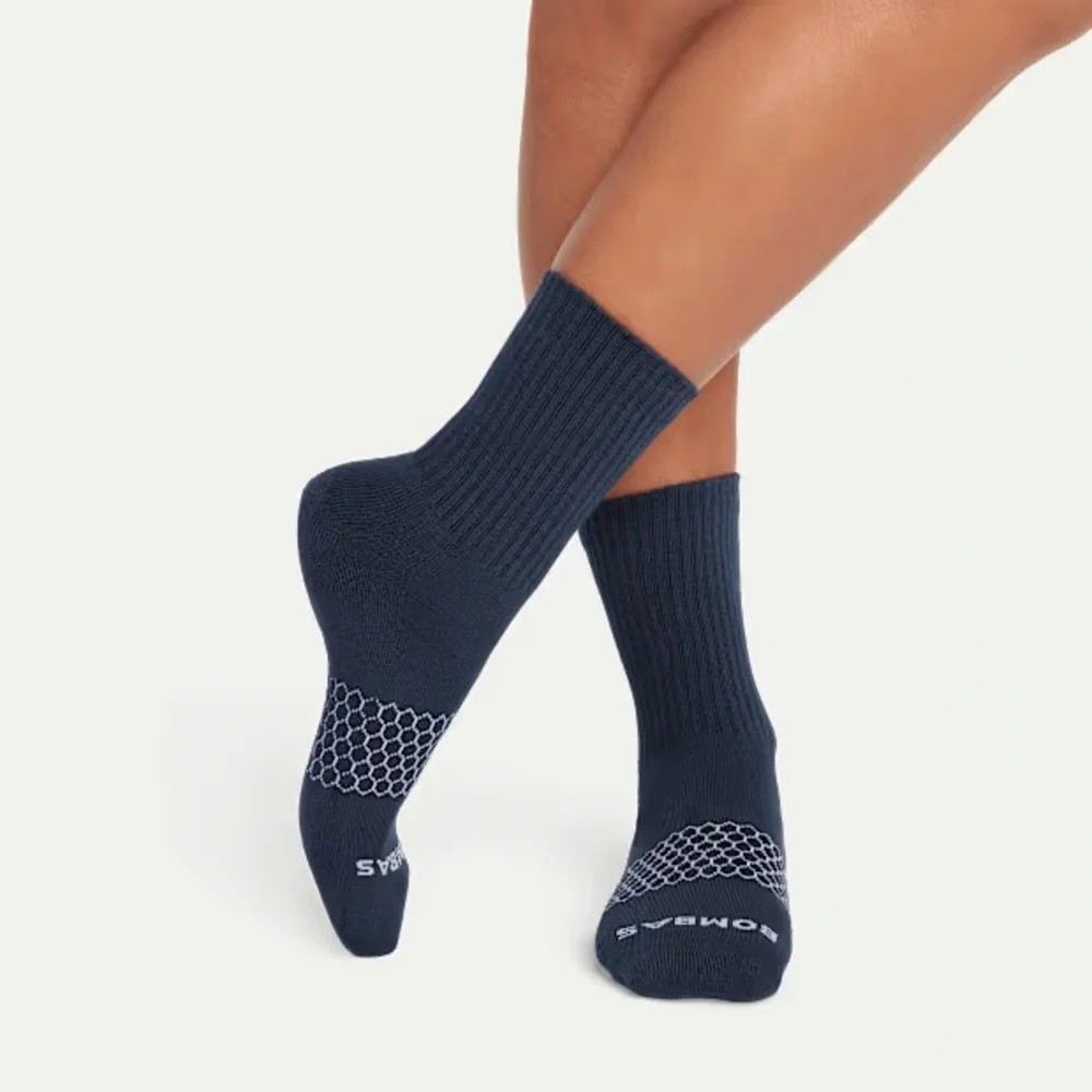 Women 4pk Bombas Sm Solids Gray/Navy Half-Calf Cushioned Sock Pack (Size 4-7.5) - Picture 9 of 9
